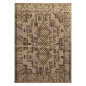 Olive Indian Rug Moroccan Design Hand-Knotted Size 5'4" x 7'6"
