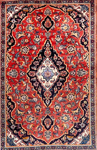 ANTIQUE PERSIAN KASHAN RUG SIZE: 4' x 5'6"