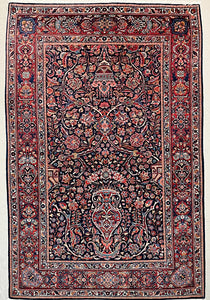 ANTIQUE PERSIAN KASHAN DABIR RUG SIZE: 3'6" x 5'6"