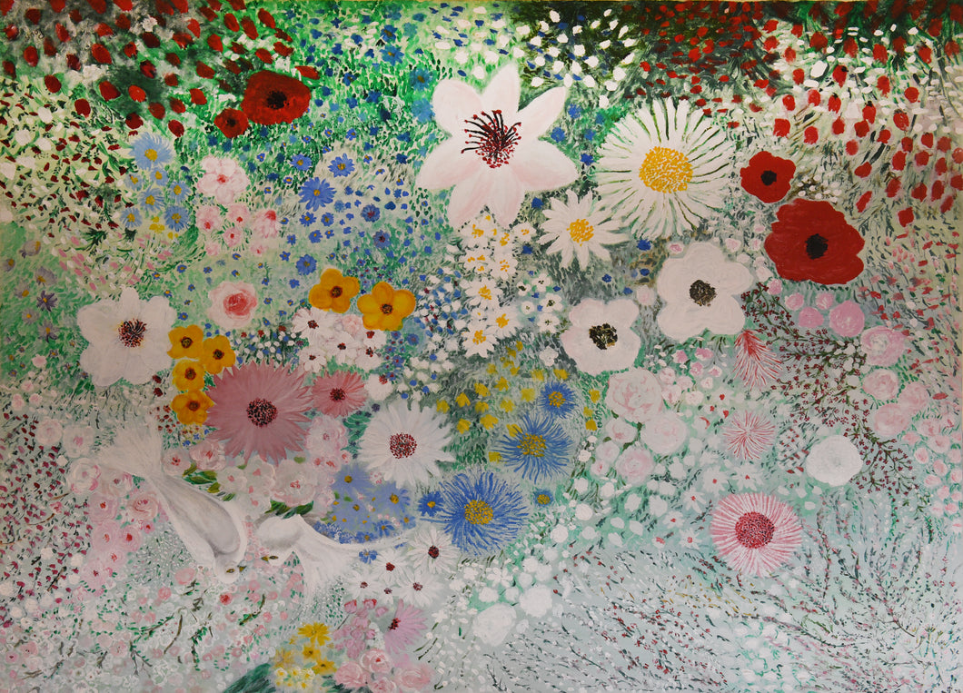 Oil on Canvas Floral By Artist Pouri