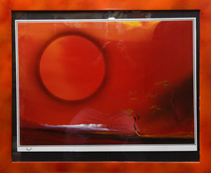 Crimson Horizon oil on Paper by Memarian