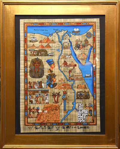 Ancient Egypt Map & Life Scenes on Papyrus