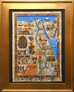 Ancient Egypt Map & Life Scenes on Papyrus