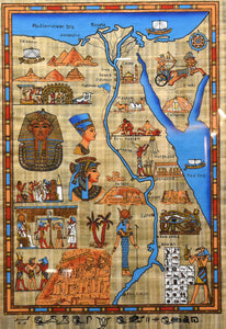 Ancient Egypt Map & Life Scenes on Papyrus