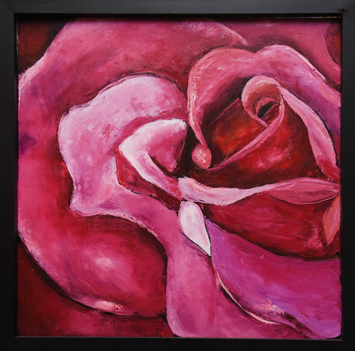 Crimson Embrace: Rose Painting by Yulia S