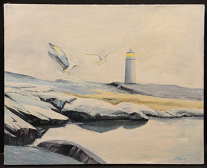 Lighthouse Haven Oil On Canvas