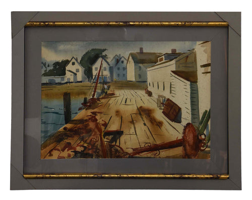 Double-Sided Maritime & Landscape Watercolor: Attributed to Otis Cook and John Hare