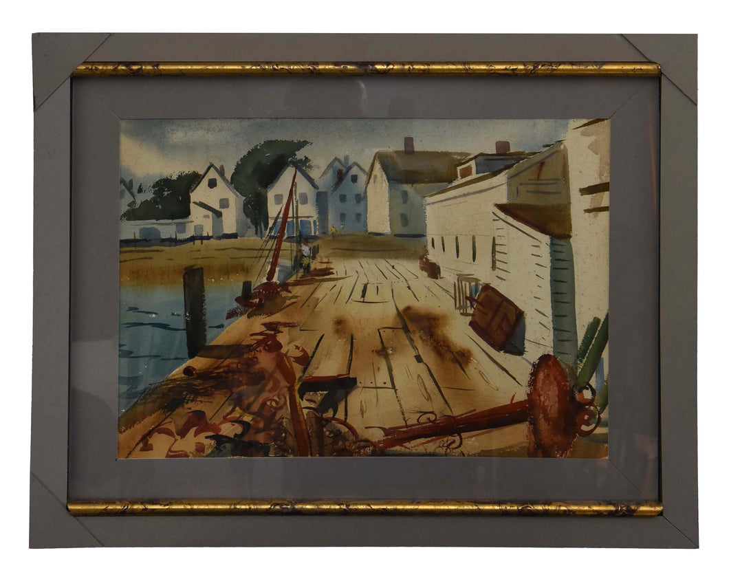 Double-Sided Maritime & Landscape Watercolor: Attributed to Otis Cook and John Hare