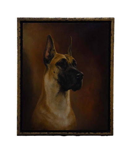 Regal Gaze: Oil On Canvas  Portrait of a Great Dane