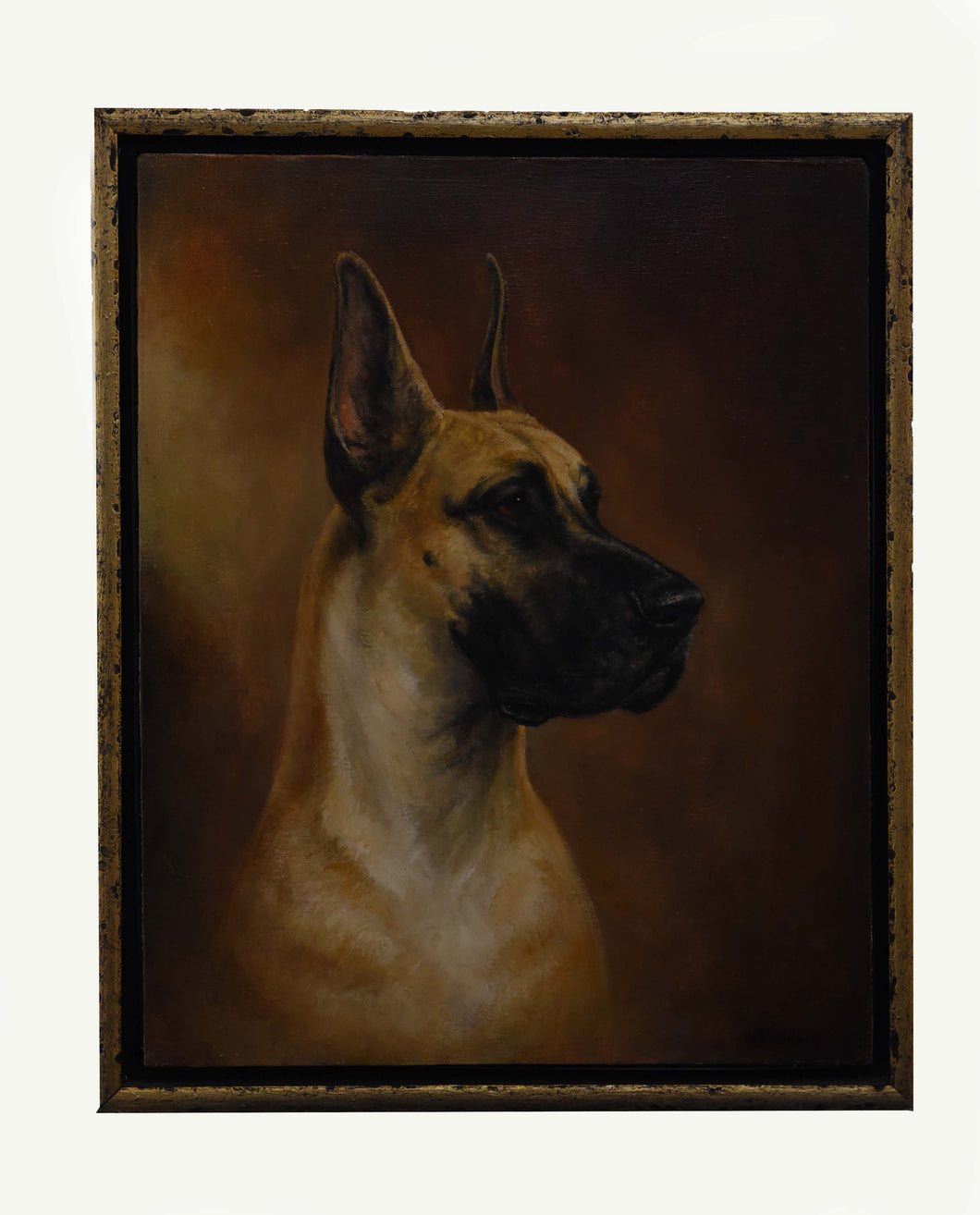 Noble Sentinel: Oil On Canvas Great Dane Portrait