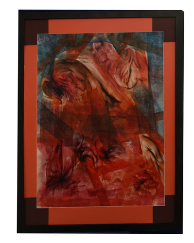 Crimson Labyrinth Acrliyc on Paper By Behfar