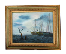 Load image into Gallery viewer, Moored Tall Ships, Oil On Canvas