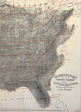 Load image into Gallery viewer, Antique 1870s G.W. Gray &amp; Son Geological Map of the U.S. - Isotherms, Temperature &amp; Rainfall (32 x 20")"