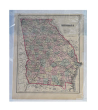 Load image into Gallery viewer, Antique 1870s G.W. Gray &amp; Son Two-Sided Map: South Carolina / Georgia (16 x 19")"