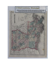 Load image into Gallery viewer, Antique O.W. Gray's 1870s Louisiana &amp; Mississippi (Two-Sided Map, 16" x 19")