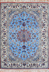 Vintage Persian Isfahan Wool & Silk Rug