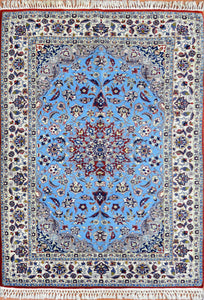 Vintage Persian Isfahan Wool & Silk Rug