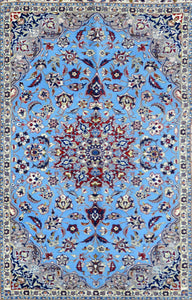 Vintage Persian Isfahan Wool & Silk Rug