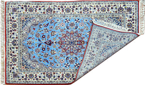 Vintage Persian Isfahan Wool & Silk Rug