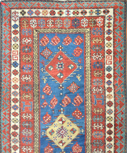 Antique Caucasian Kazak Runner , Circa 1890