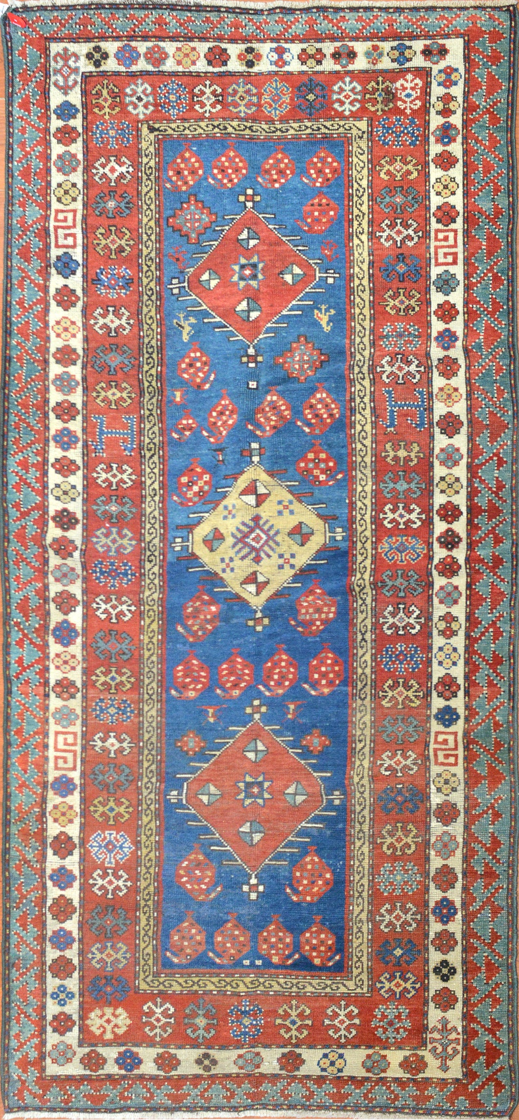 Antique Caucasian Kazak Runner , Circa 1890