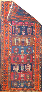 Antique Caucasian Kazak Runner, Circa 1890