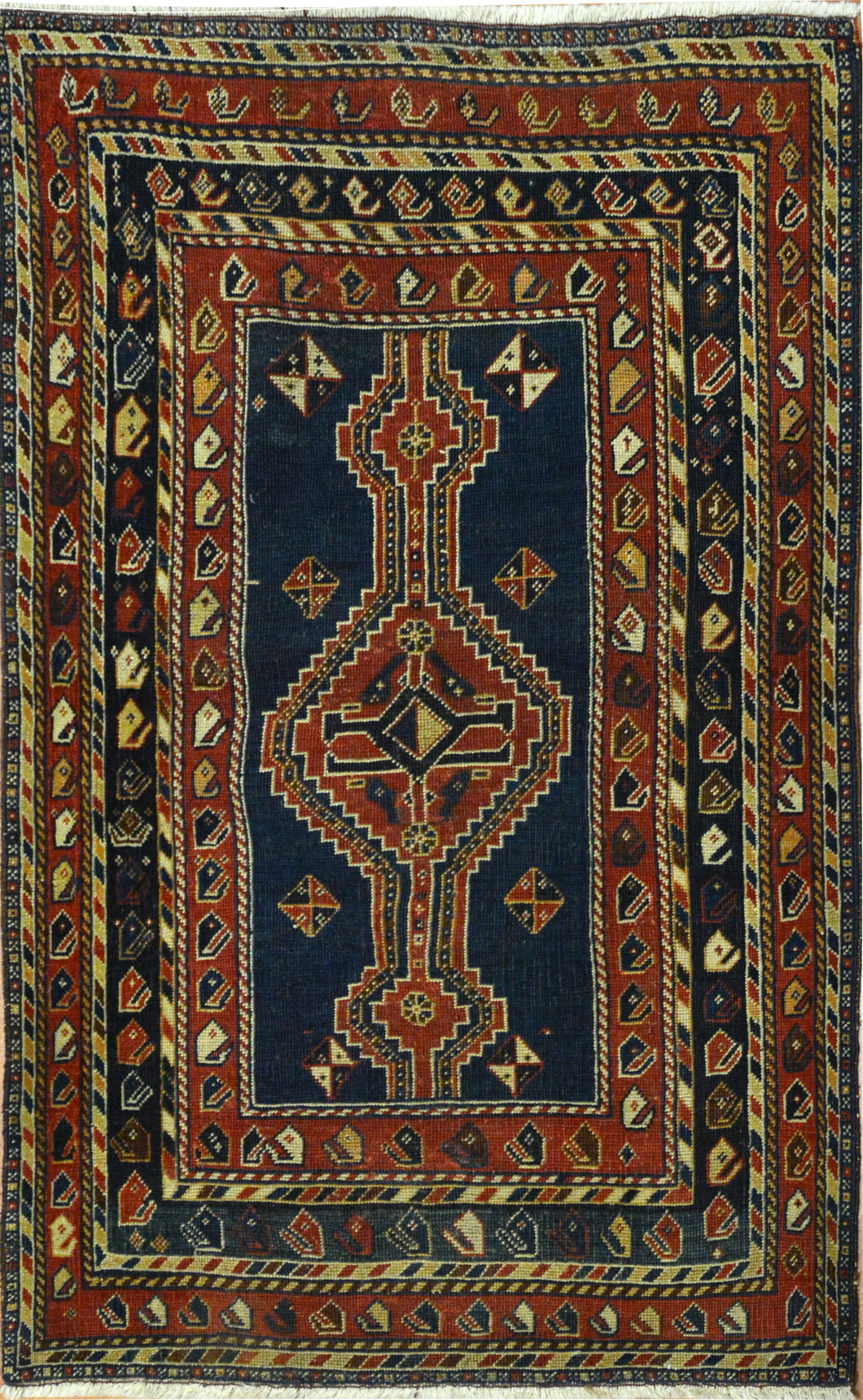 Antique Kazak Caucasian Tribal Rug, Circa 1890