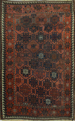 Antique Tribal Turkmen Rug, Circa 1890
