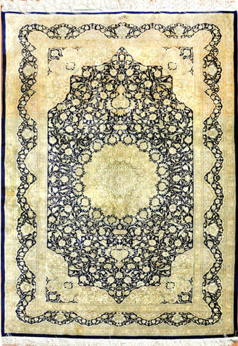 Semi Antique Persian Qum Silk Rug