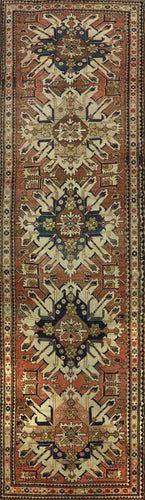 Antique Caucasian Kazak Eagle Runner, Circa 1890