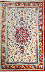 Vintage Silk Foundation Isfahan Persian Rug