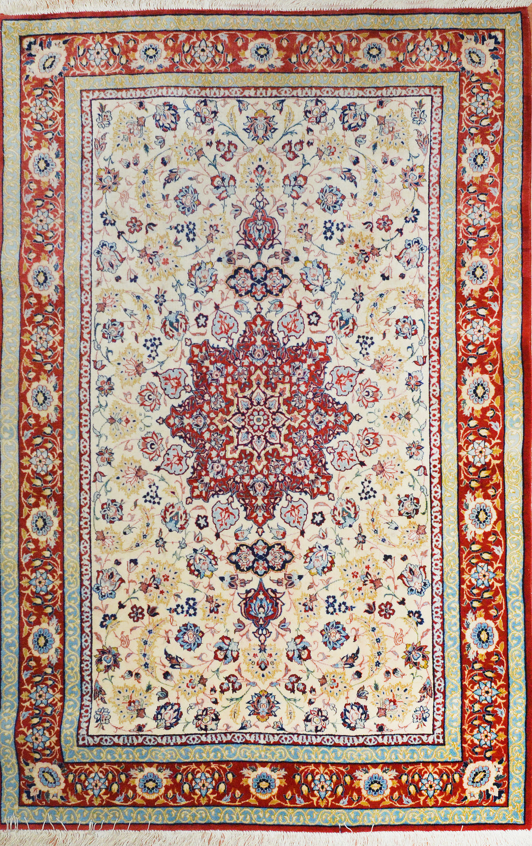 Vintage Silk Foundation Isfahan Persian Rug