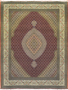 Vintage Tabriz Mahi Design Persian Rug
