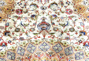 Vintage Qum Persian Silk Rug