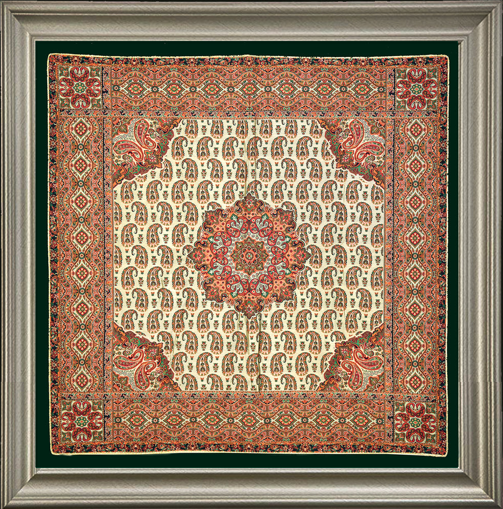 Persian Silk Termeh Tapestry Medallion Jeghah Design