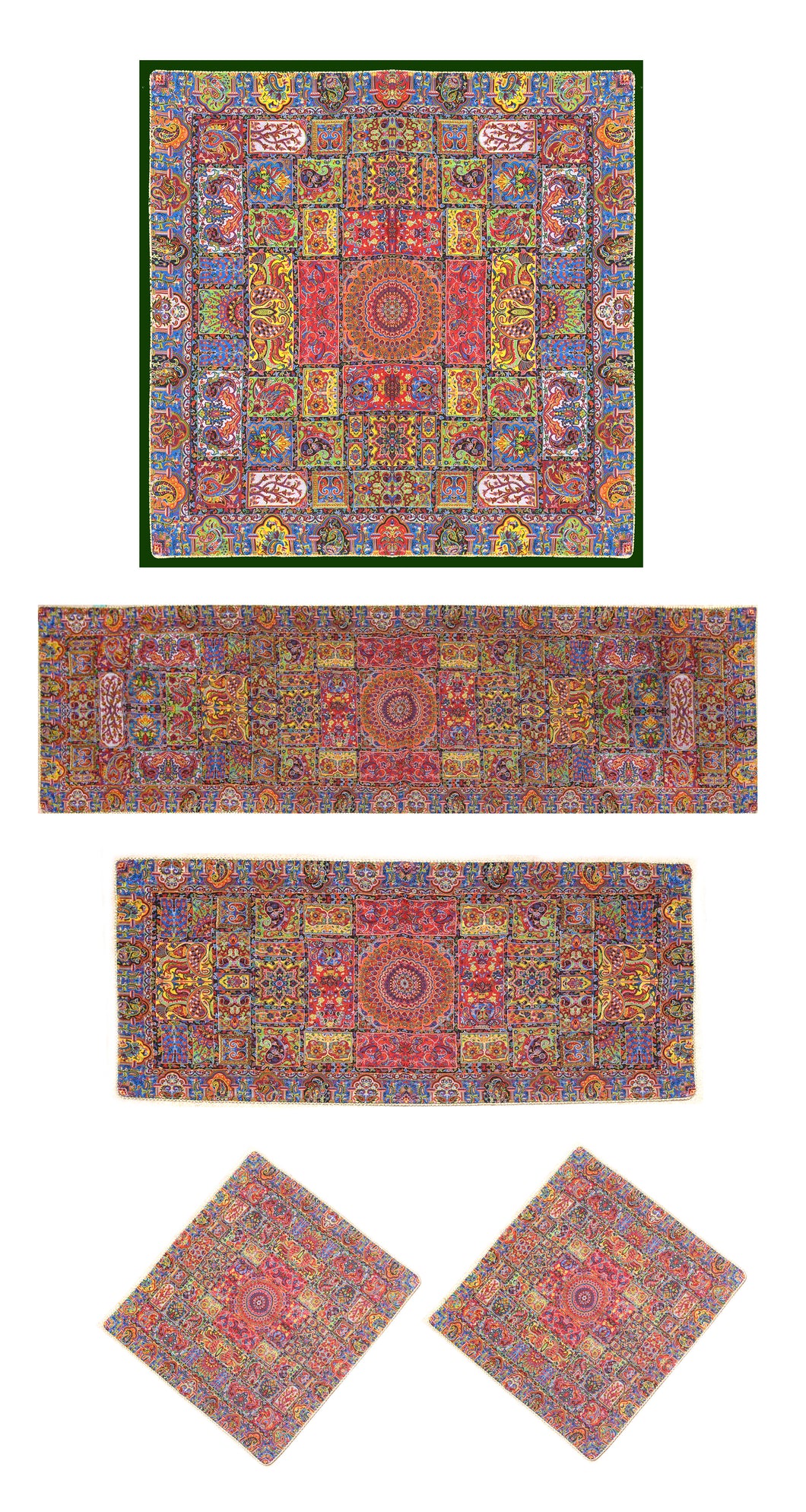 Set Of Persian Silk Termeh Tapestry Soltani Design