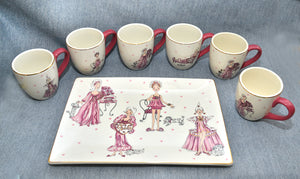 Vintage Set OF Six Coffee Set with Tray