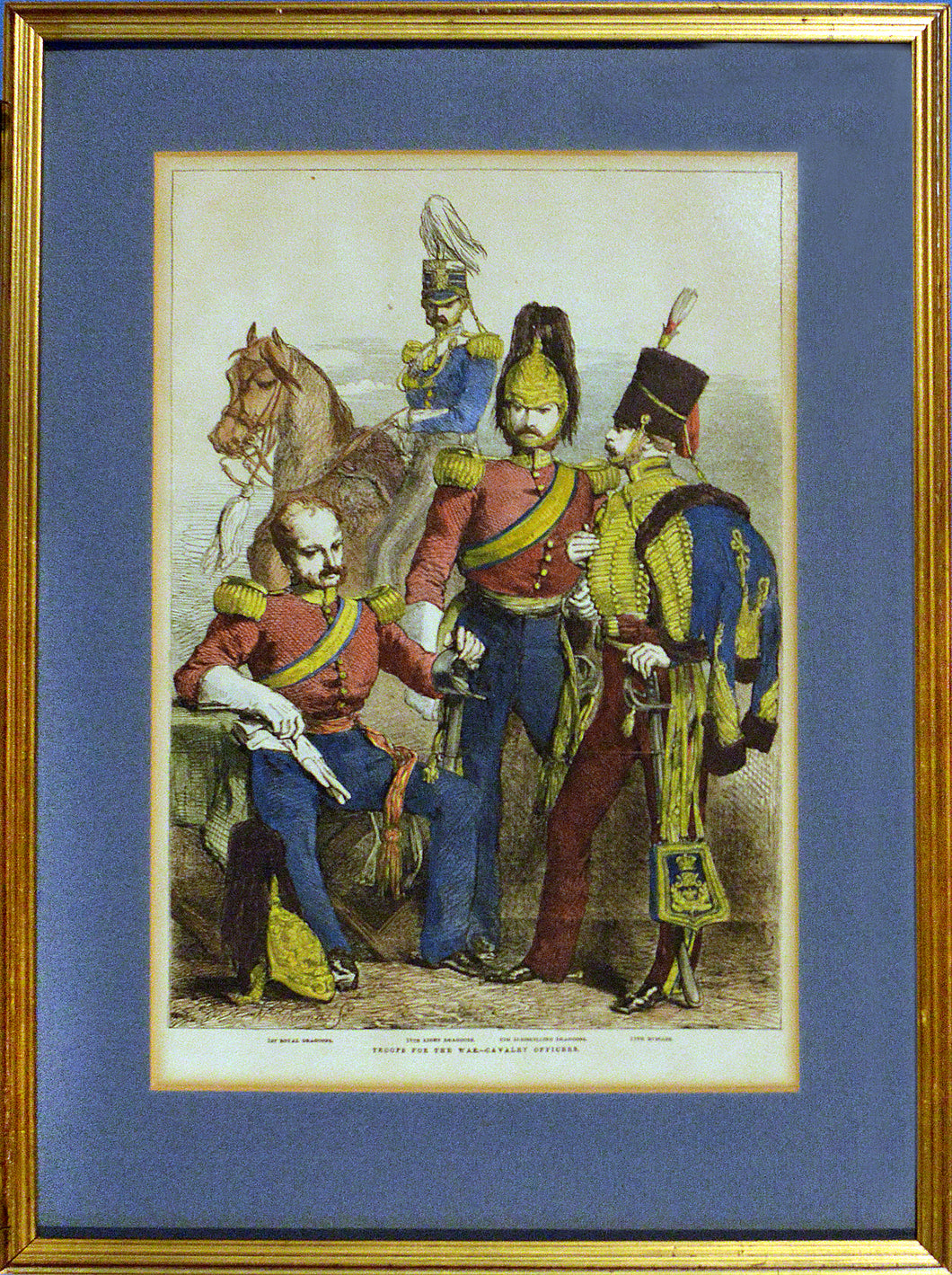 Vintage Litho print of European Cavalry Officers