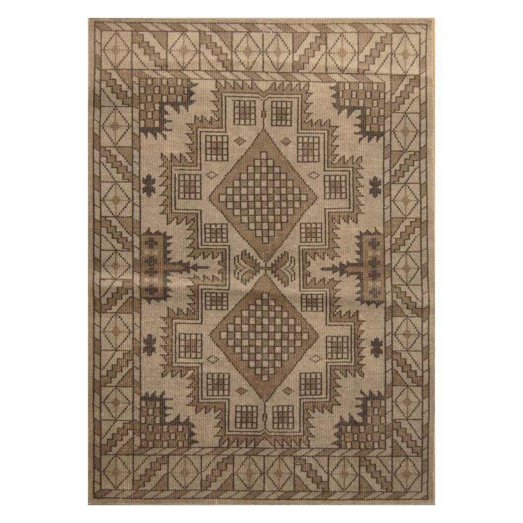 Olive Indian Rug Moroccan Design Hand-Knotted Size 5'4