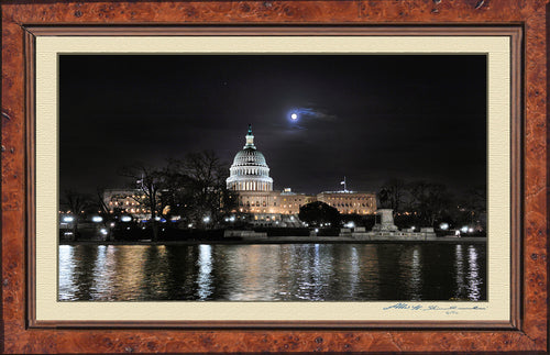 Photo Of  The United States Capitol & The Moon