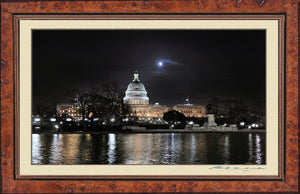 Photo Of  The United States Capitol & The Moon