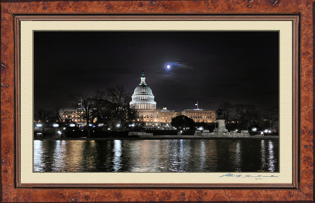 Photo Of  The United States Capitol & The Moon