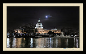 Photo Of  The United States Capitol & The Moon