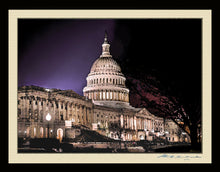 Load image into Gallery viewer, Photo Of  The U.S Capitol at Night Water Color Effect