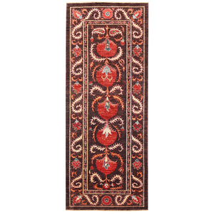 William Morris Afghan Runner Rug Hand Knotted Size 2'8" x 6'9"