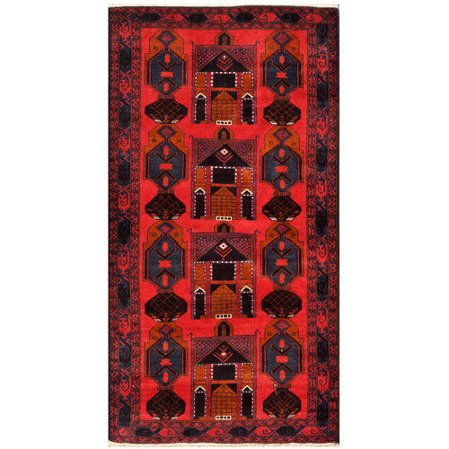 Red Afghan Baluchi Tribal Rug