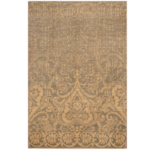 Beige Indian Erased Design Rug Hand Knotted Size 4'2" x 6'1"