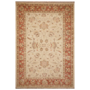 Beige Traditional  Floral Afghan Oushak Design Rug Hand Knotted Size 4' x 5'8"