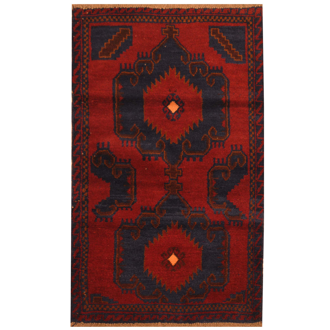 Vintage Afghan Baluchi Tribal Rug Hand Knotted Size 3' x 4'8