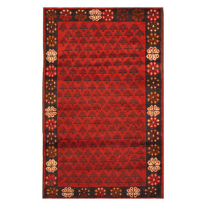 Red  Afghan Baluchi  Tribal  Rug Hand Knotted Size 2'9" x 4'10"